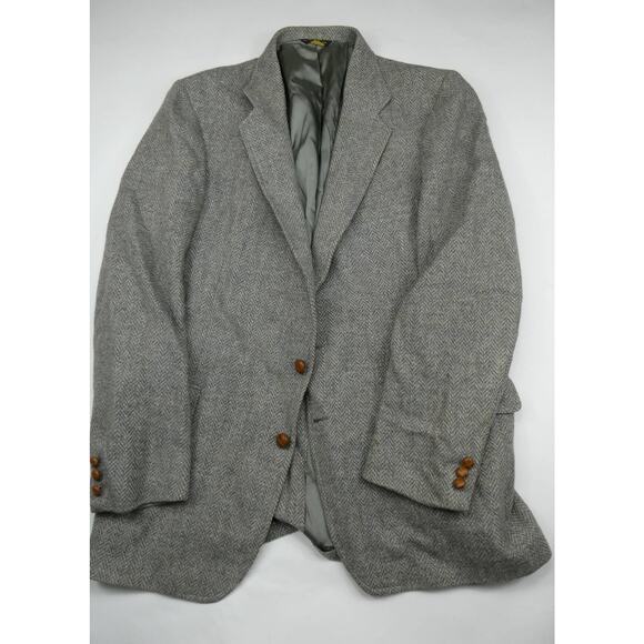 Adams Row tweed sport coat, 44R, wood buttons, gray - Picture 1 of 5